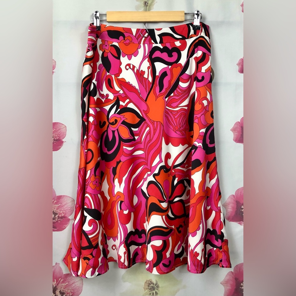 ‘Pucci-esc’ geometric swirl -Silk Skirt - Tulip - Orange,Crème, Black, Pink, Red